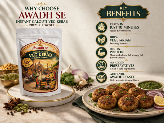 awadh se veg kebab premix galouti kebab powder (pack of 5) street style ready in mins 100% vegetarian 10 servings and 100g per pack