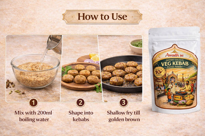 awadh se instant galouti veg kebab premix powder (pack of 3) authentic lucknowi taste ready in 10 minutes 10 servings and 100g per packs